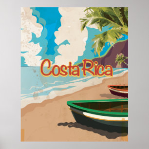 Poster Vintage voyage Costa Rica Beach