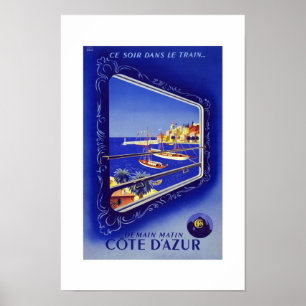 Poster Vintage voyage Côte d'azur France