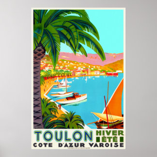 Poster Vintage voyage - Côte d'Azur Toulon France
