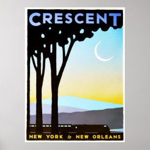 Poster Vintage voyage CRESCENT New York à la Nouvelle-Orl