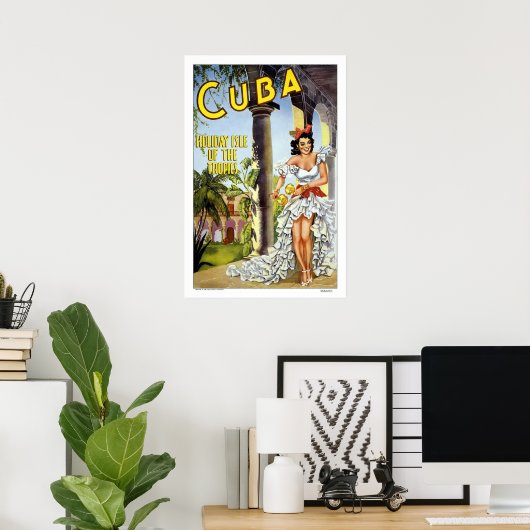 Poster Vintage voyage Cuba (Bureau à domicile)