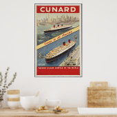 Poster Vintage voyage Cunard et Imprimés rétros (Cuisine)