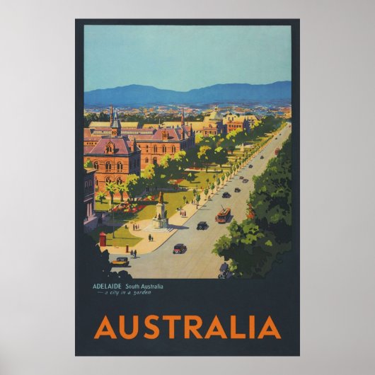 Poster Vintage voyage d'Adelaide Australie (Devant)