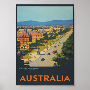 Poster Vintage voyage d'Adelaide Australie