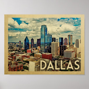 Poster Vintage voyage d'affiche de Dallas Imprimer Texas 