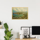 Poster Vintage voyage d'Antigua (Bureau à domicile)
