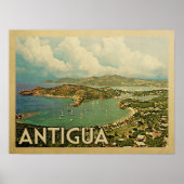Poster Vintage voyage d'Antigua (Devant)