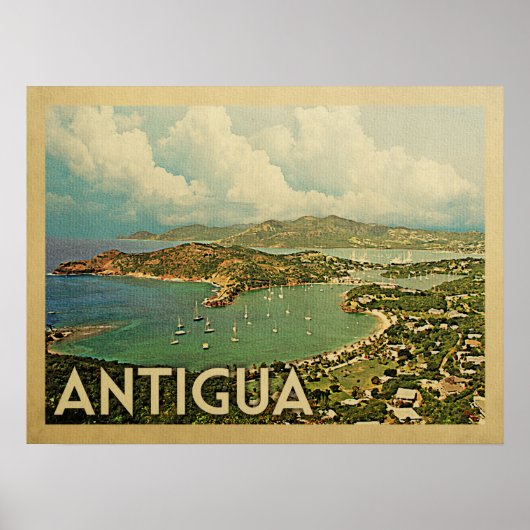Poster Vintage voyage d'Antigua (Devant)