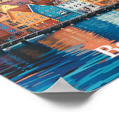 Poster Vintage voyage d'art de Bergen Norvège (Coin)