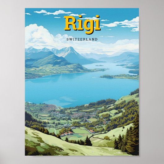Poster Vintage voyage d'art de Rigi Suisse (Devant)