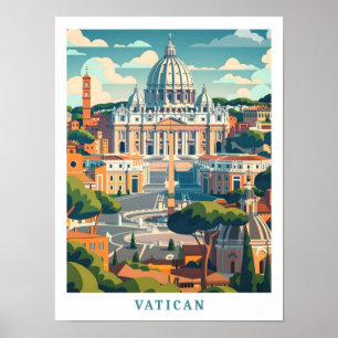 Poster Vintage voyage d'art élégant du Vatican