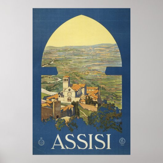 Poster Vintage voyage D'Assise, Italie (Devant)