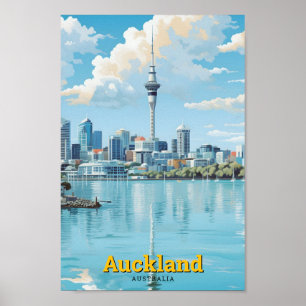 Poster Vintage voyage d'Auckland Nouvelle-Zélande