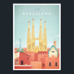 Poster Vintage voyage de Barcelone<br><div class="desc">Affiche de voyage de style vintage de Barcelone,  Espagne,  inspirée des affiches de voyage vintage des années 1920. Texte Visit Barcelona. Illustration dessinée à la main et numériquement par Henry Rivers de Travel Poster Co.</div>