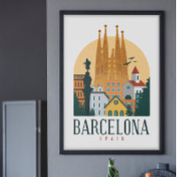 Poster Vintage voyage de Barcelone