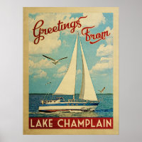 Vintage voyage de bateau à voile du lac Champlain