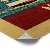 Poster Vintage voyage de bateau à voile Michigan (Coin)