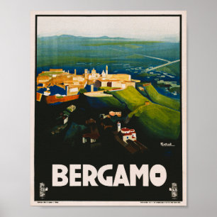Poster Vintage voyage de Bergamo Italie
