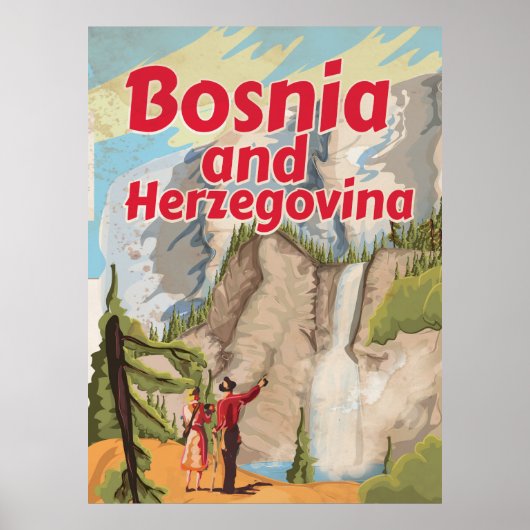 Poster Vintage voyage de Bosnie-Herzégovine (Devant)