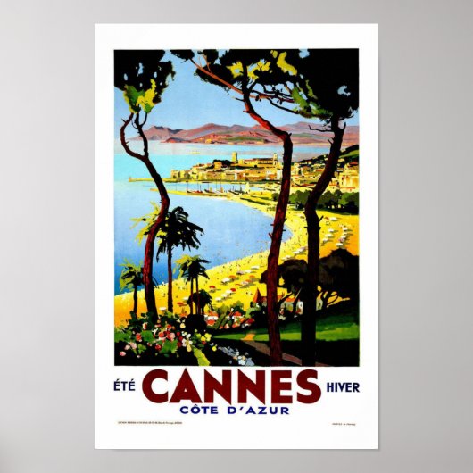 Poster Vintage voyage de Cannes France (Devant)