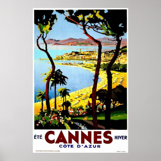 Poster Vintage voyage de Cannes, France (Devant)