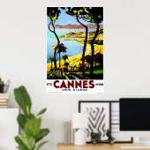 Poster Vintage voyage de Cannes, France (Bureau à domicile)