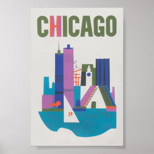 Poster Vintage voyage de Chicago (Devant)