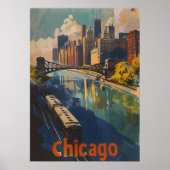 Poster Vintage voyage de Chicago (Devant)