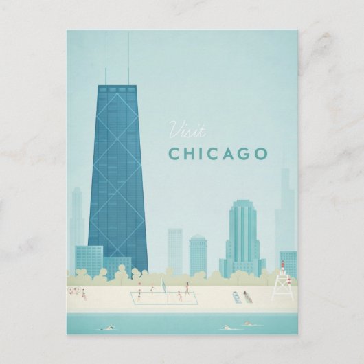 Poster Vintage voyage de Chicago - Carte postale A (Devant)