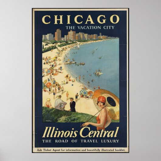 Poster Vintage voyage de Chicago et Imprimés rétro (Devant)