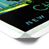 Poster Vintage voyage de Chicago Illinois (Coin)