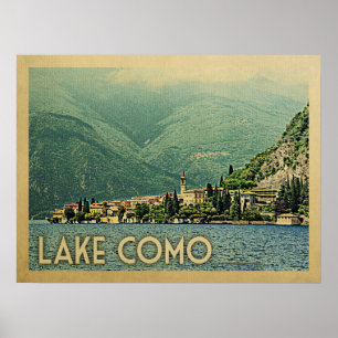 Poster Vintage voyage de Como Italie de lac