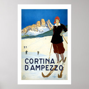 Poster Vintage voyage de Cortina Italie