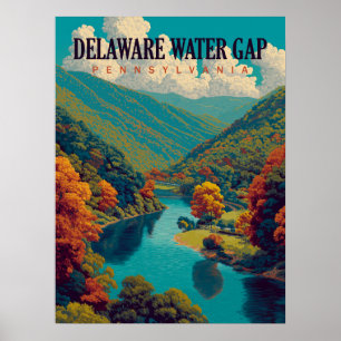 Poster Vintage voyage de dérivation d'eau du Delaware