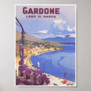 Poster Vintage voyage de Gardone en Italie