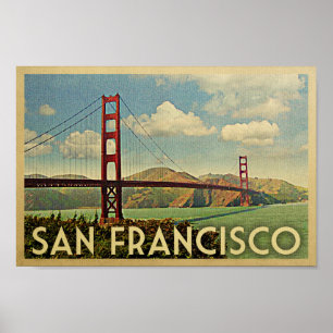 Poster Vintage voyage de Golden Gate d'affiche de San