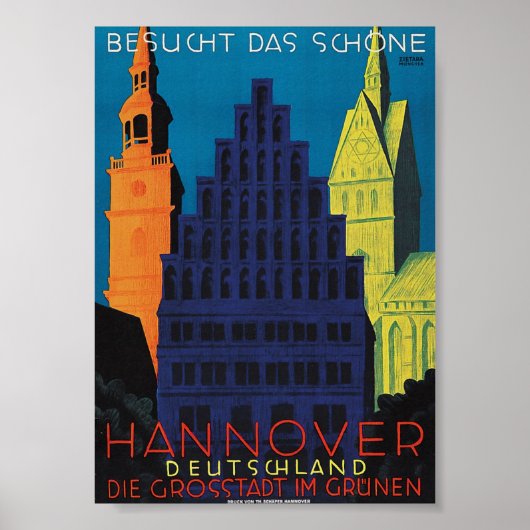 Poster Vintage voyage de Hanovre, Allemagne (Devant)
