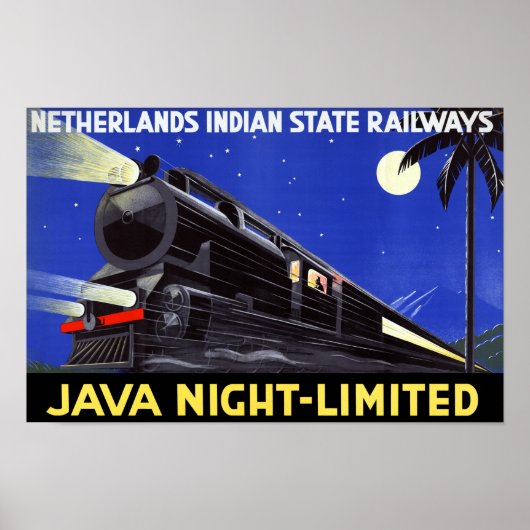 Poster Vintage voyage de Java Indonésie restauré (Devant)