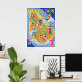 Poster Vintage voyage de la Barbade (Bureau à domicile)