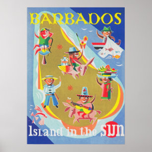 Poster Vintage voyage de la Barbade