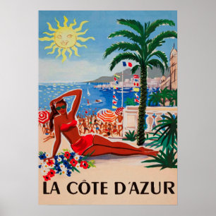 Poster Vintage voyage de la Côte d’Azur