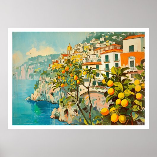 Poster Vintage voyage de la côte d'Amalfi (Devant)