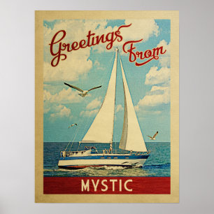 Poster Vintage voyage de l'affiche de bateau à voile Myst