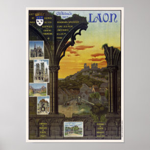 Poster Vintage voyage de Laon France 1912