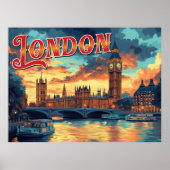 Poster Vintage voyage de Londres (Devant)