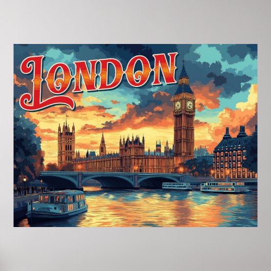 Poster Vintage voyage de Londres (Devant)