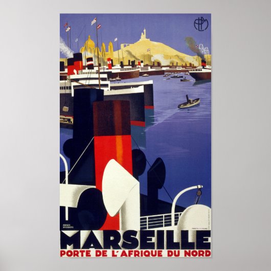 Poster Vintage voyage de Marseille restauré (Devant)