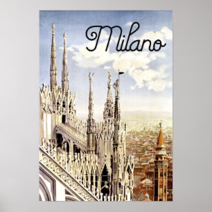 Poster Vintage voyage de Milan