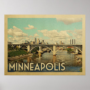 Poster Vintage voyage de Minneapolis Minnesota