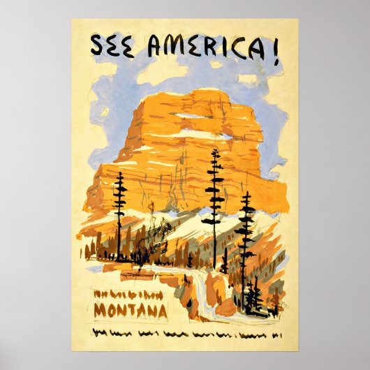 Poster Vintage voyage de Montana America (Devant)